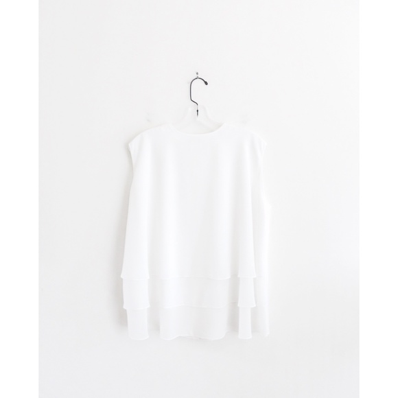 AR White Sheer Front Ruffle Back Floaty Top 6 - Picture 2 of 4